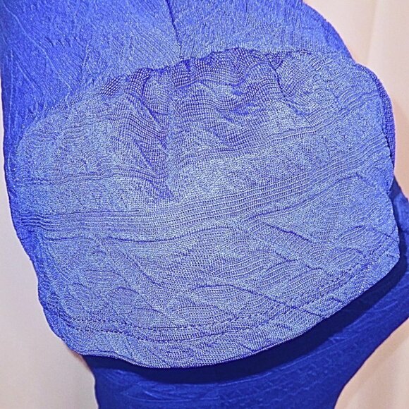 WINDSOR COLLECTION ROYAL BLUE GEOMETRIC PATTERN BODYCON DRESS - SIZE S - Picture 4 of 5